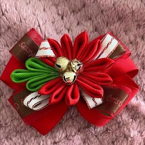 Festive Red and Green Christmas Hair Bow